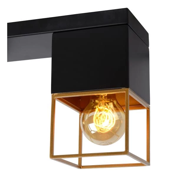 Lucide RIXT - Flush ceiling light - 2xE27 - Black - detail 2